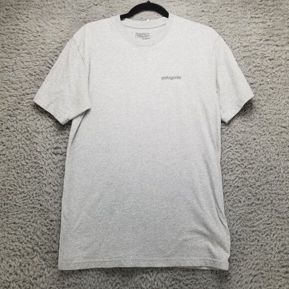 Patagonia Shirt Mens Small Gray Short Sleeve Regular Fit Graphic Tee - Picture 1 of 12